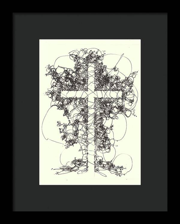 Chaos Order Cross 10 - Black and White - Framed Print