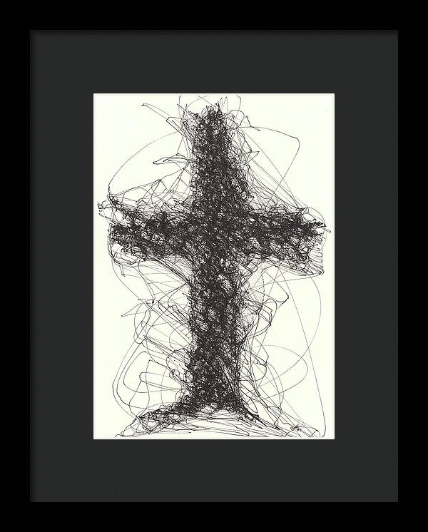 Chaos Order Cross 01 - Black and White - Framed Print