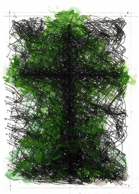 Chaos Order Cross 02 - Joyful Green - Art Print