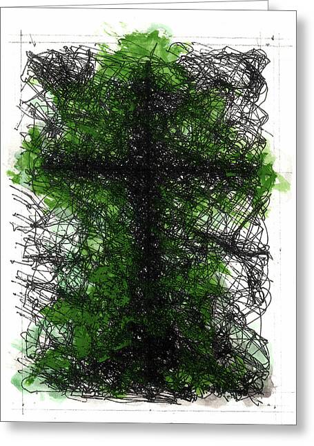 Chaos Order Cross 02 - Joyful Green - Greeting Card