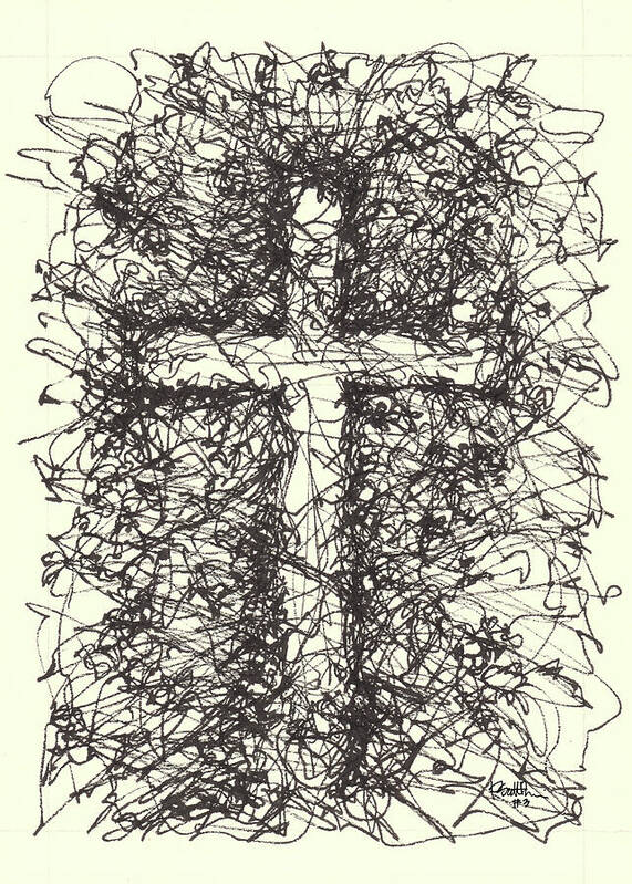 Chaos Order Cross 03 - Black and White - Art Print