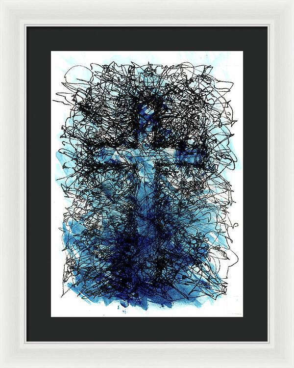 Chaos Order Cross 03 - Glorious Blue - Framed Print