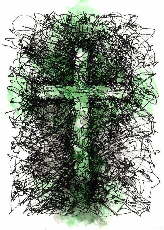 Chaos Order Cross 03 - Joyful Green - Art Print