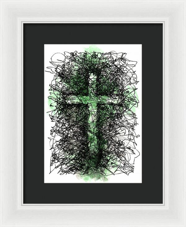 Chaos Order Cross 03 - Joyful Green - Framed Print