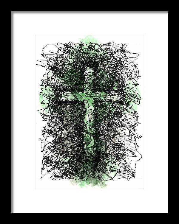 Chaos Order Cross 03 - Joyful Green - Framed Print