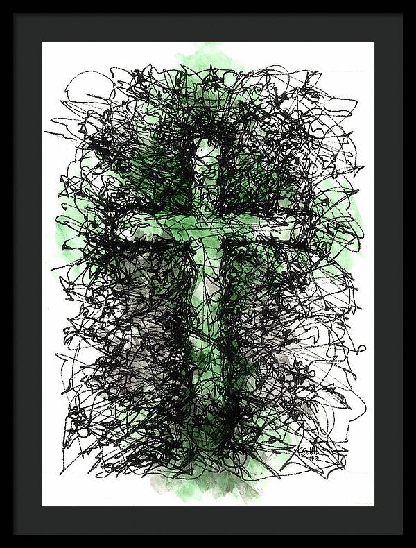 Chaos Order Cross 03 - Joyful Green - Framed Print