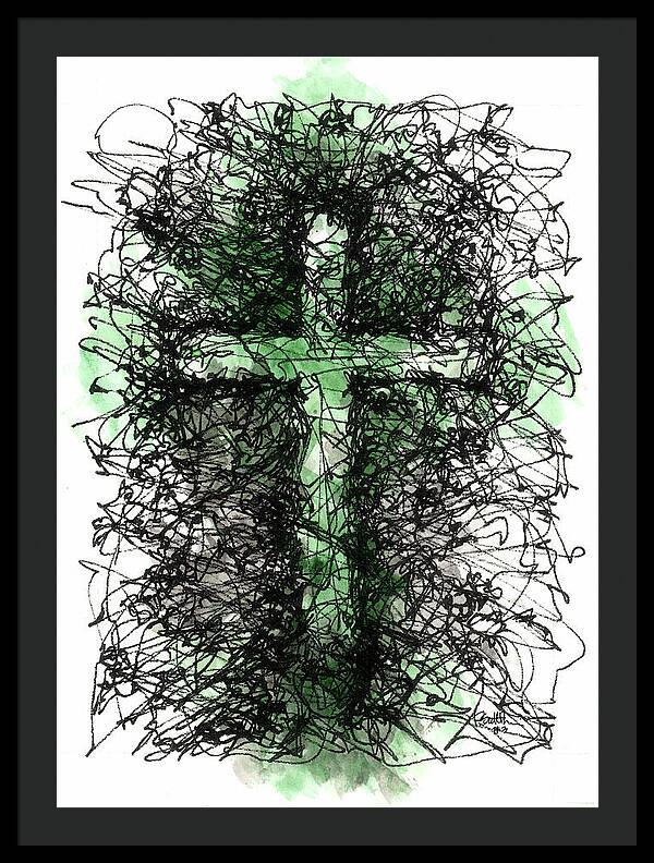 Chaos Order Cross 03 - Joyful Green - Framed Print