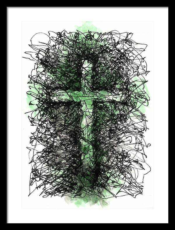 Chaos Order Cross 03 - Joyful Green - Framed Print