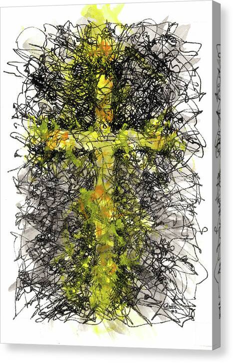Chaos Order Cross 03 - Luminous Yellow - Canvas Print