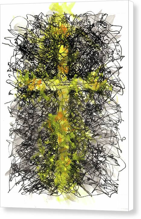 Chaos Order Cross 03 - Luminous Yellow - Canvas Print