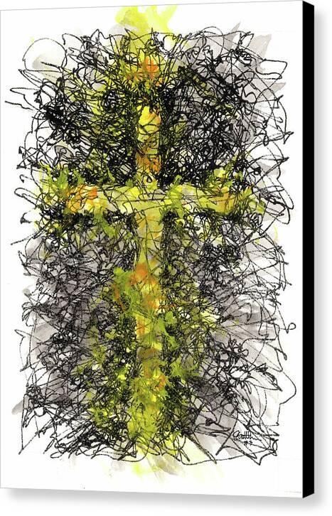Chaos Order Cross 03 - Luminous Yellow - Canvas Print