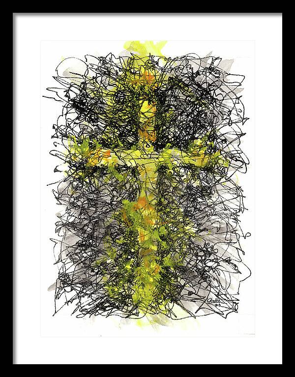 Chaos Order Cross 03 - Luminous Yellow - Framed Print