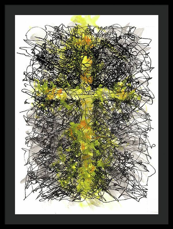 Chaos Order Cross 03 - Luminous Yellow - Framed Print