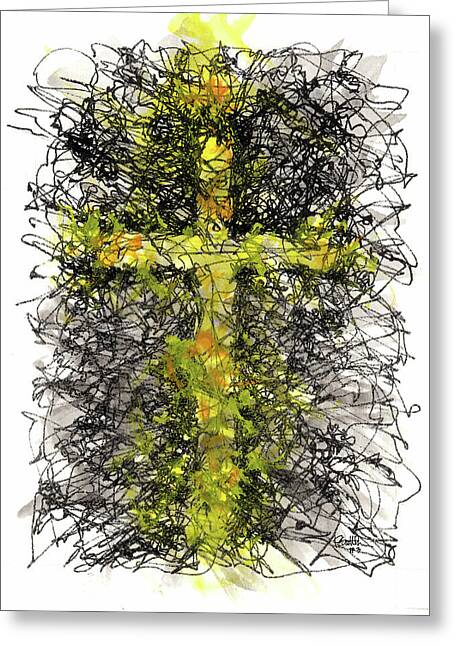 Chaos Order Cross 03 - Luminous Yellow - Greeting Card