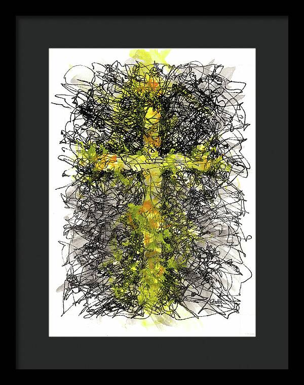 Chaos Order Cross 03 - Luminous Yellow - Framed Print