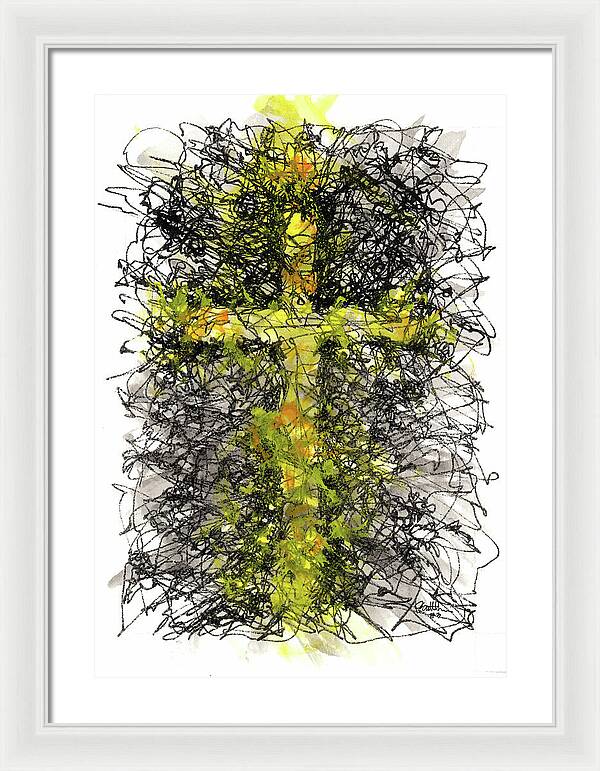 Chaos Order Cross 03 - Luminous Yellow - Framed Print