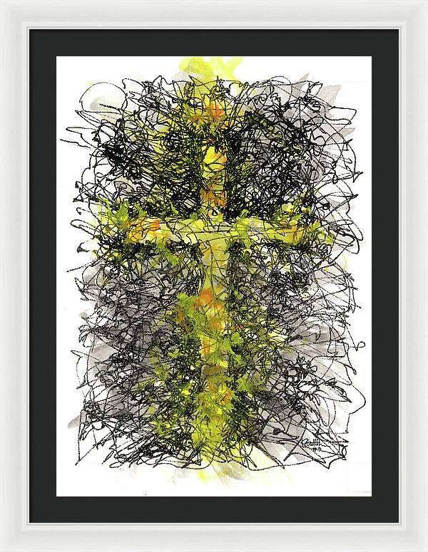 Chaos Order Cross 03 - Luminous Yellow - Framed Print