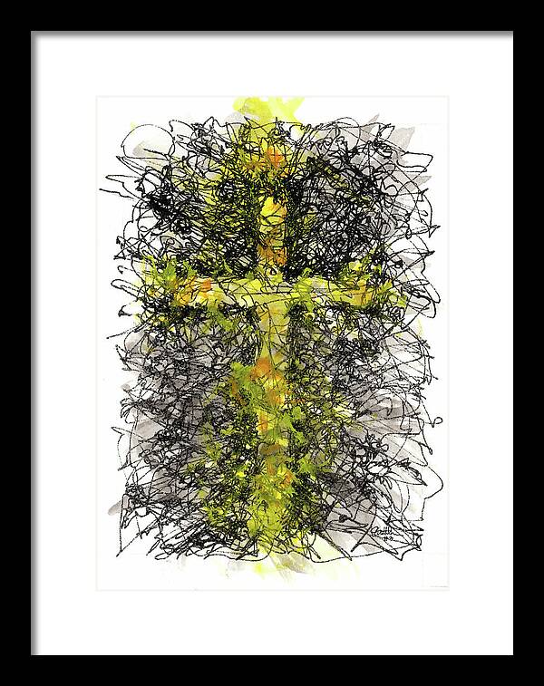 Chaos Order Cross 03 - Luminous Yellow - Framed Print