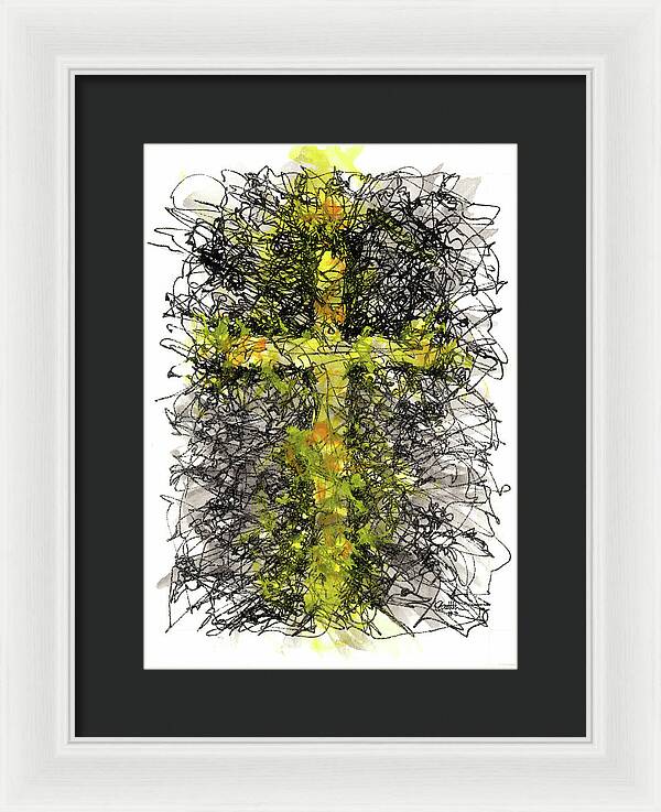 Chaos Order Cross 03 - Luminous Yellow - Framed Print