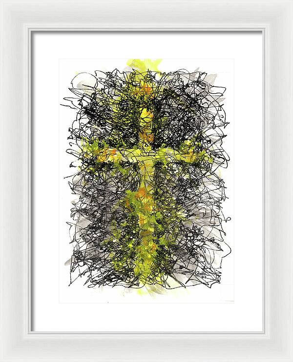 Chaos Order Cross 03 - Luminous Yellow - Framed Print