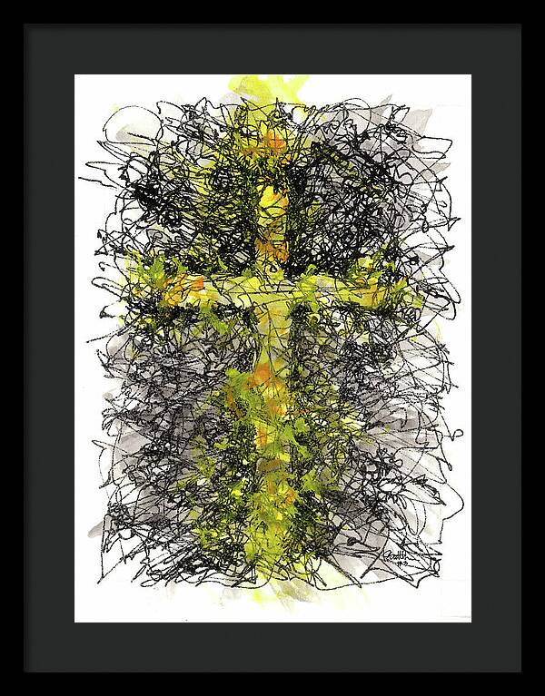 Chaos Order Cross 03 - Luminous Yellow - Framed Print