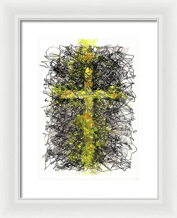 Chaos Order Cross 03 - Luminous Yellow - Framed Print