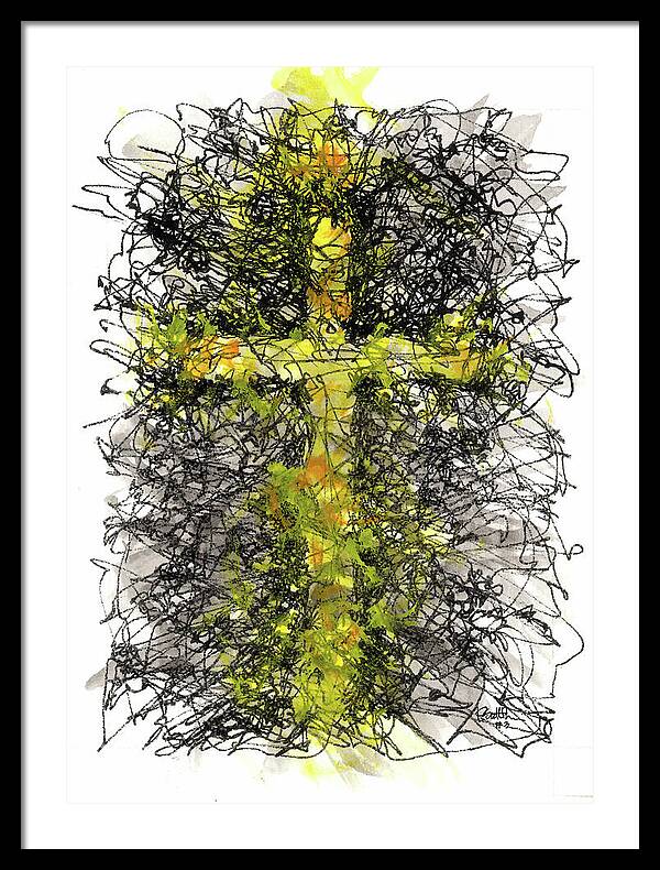 Chaos Order Cross 03 - Luminous Yellow - Framed Print