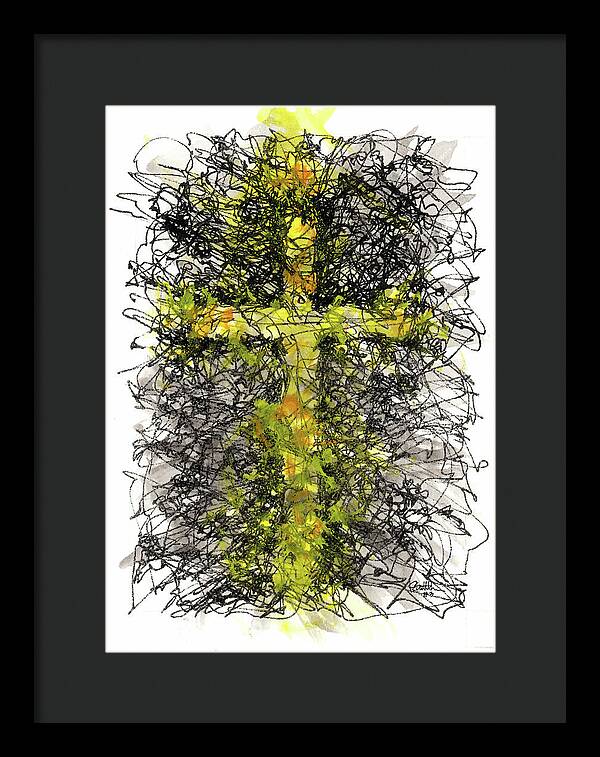 Chaos Order Cross 03 - Luminous Yellow - Framed Print