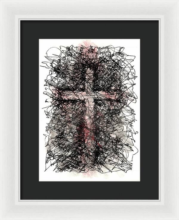 Chaos Order Cross 03 - Sorrowful Red - Framed Print