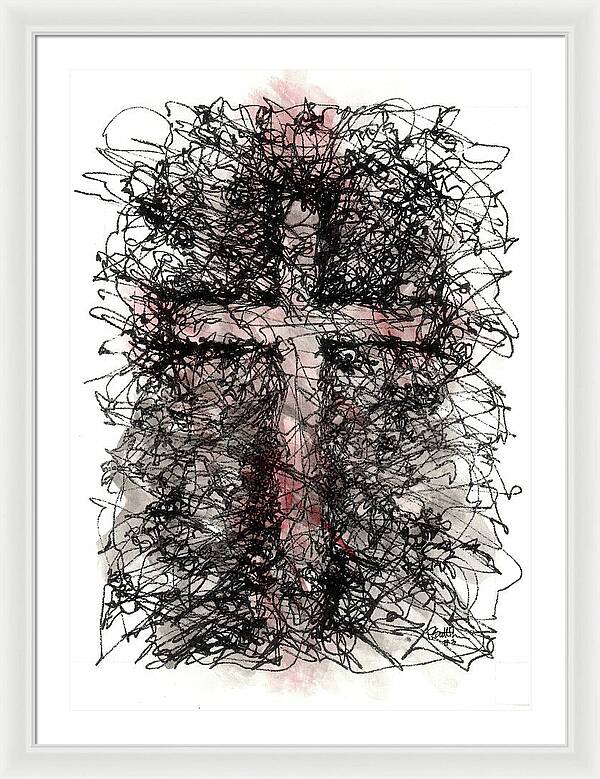 Chaos Order Cross 03 - Sorrowful Red - Framed Print