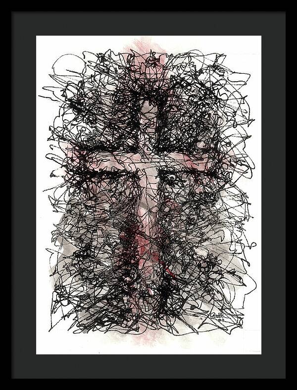 Chaos Order Cross 03 - Sorrowful Red - Framed Print