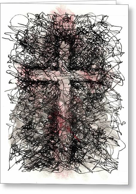Chaos Order Cross 03 - Sorrowful Red - Greeting Card