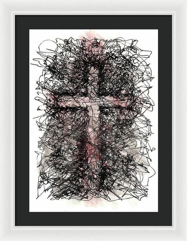 Chaos Order Cross 03 - Sorrowful Red - Framed Print