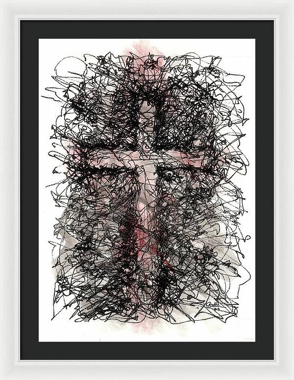 Chaos Order Cross 03 - Sorrowful Red - Framed Print