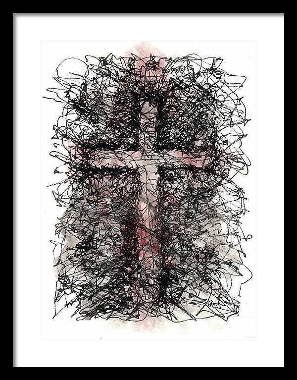 Chaos Order Cross 03 - Sorrowful Red - Framed Print