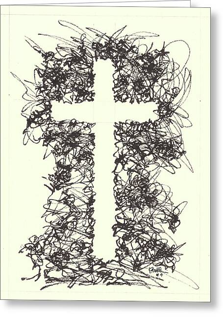 Chaos Order Cross 04 - Black and White - Greeting Card
