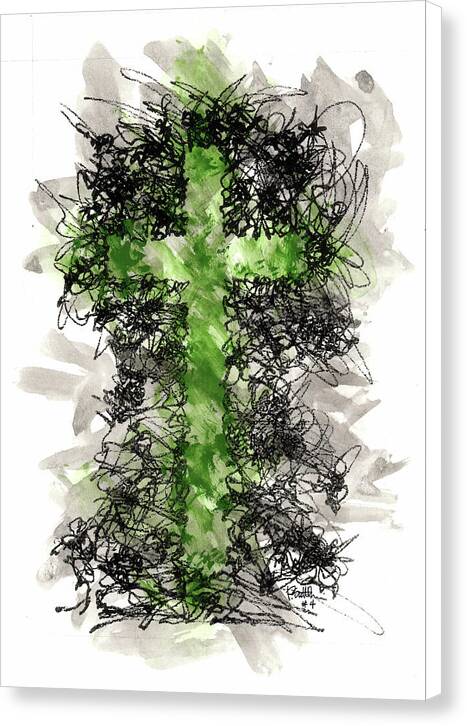 Chaos Order Cross 04 - Joyful Green - Canvas Print