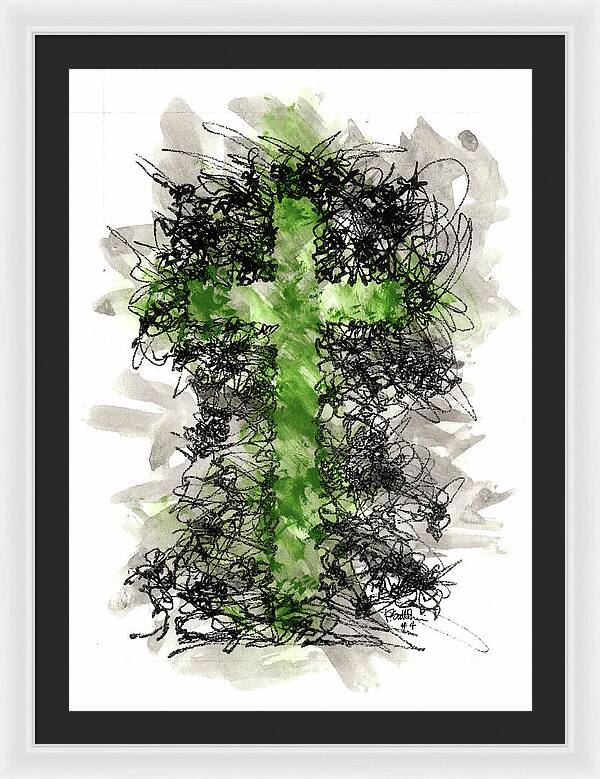 Chaos Order Cross 04 - Joyful Green - Framed Print