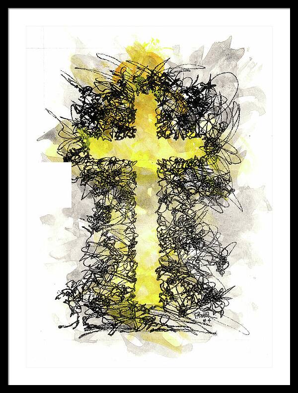 Chaos Order Cross 04 - Luminous Yellow - Framed Print