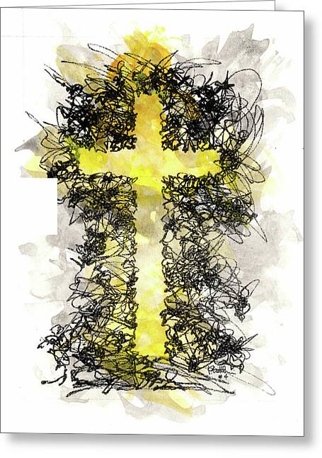 Chaos Order Cross 04 - Luminous Yellow - Greeting Card