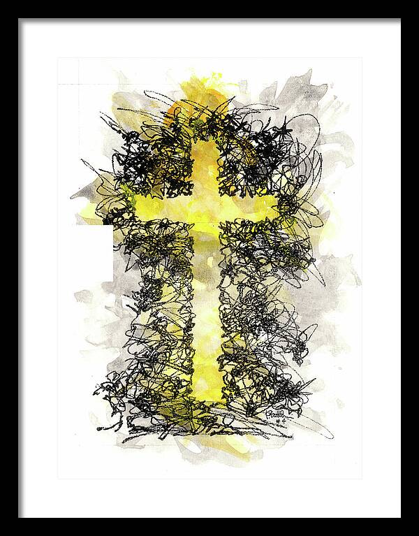Chaos Order Cross 04 - Luminous Yellow - Framed Print