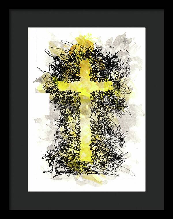 Chaos Order Cross 04 - Luminous Yellow - Framed Print