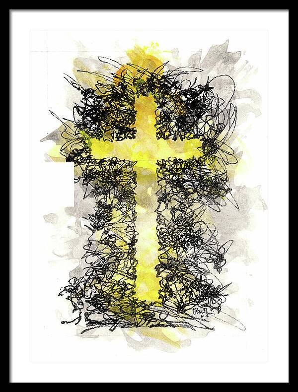 Chaos Order Cross 04 - Luminous Yellow - Framed Print