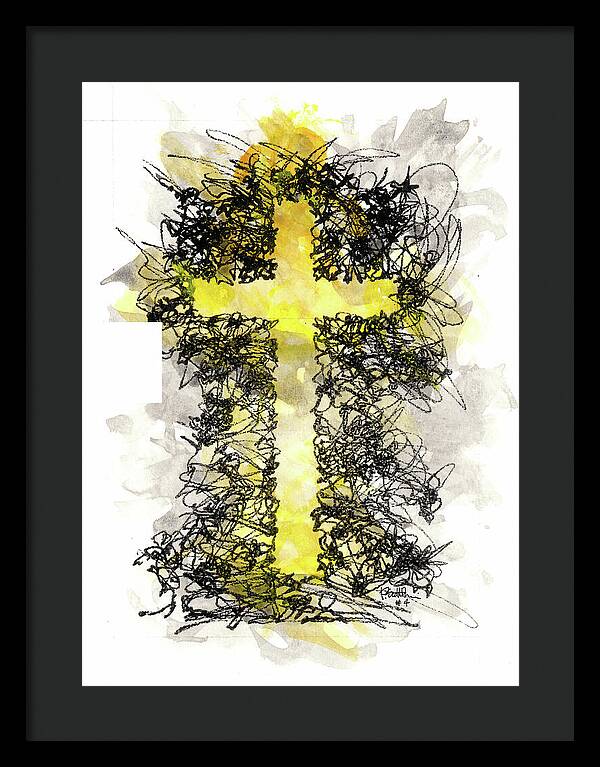 Chaos Order Cross 04 - Luminous Yellow - Framed Print