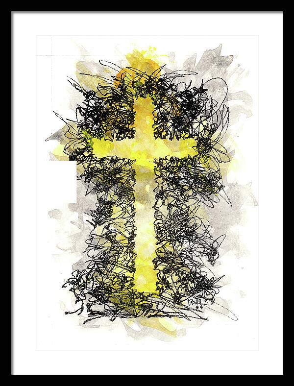 Chaos Order Cross 04 - Luminous Yellow - Framed Print