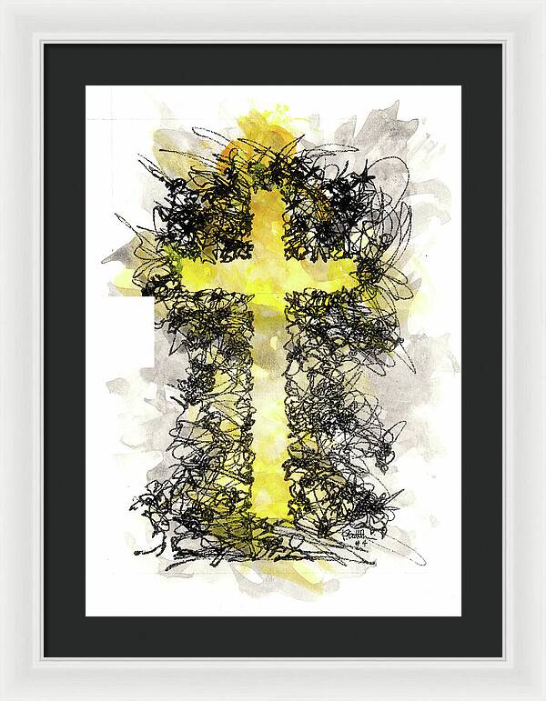 Chaos Order Cross 04 - Luminous Yellow - Framed Print