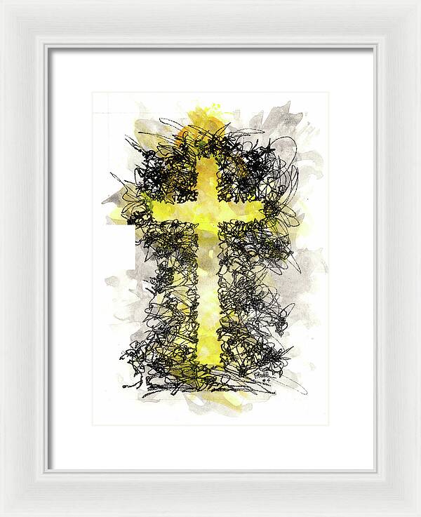 Chaos Order Cross 04 - Luminous Yellow - Framed Print