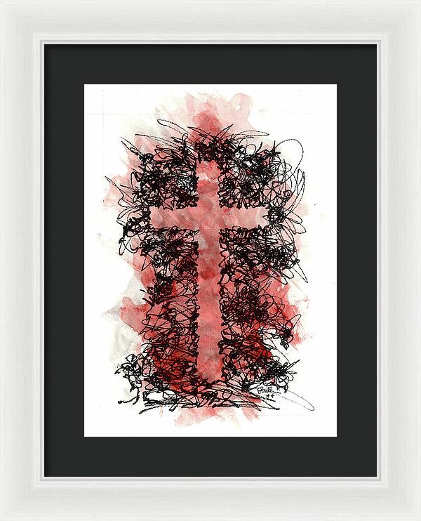 Chaos Order Cross 04 - Sorrowful Red - Framed Print