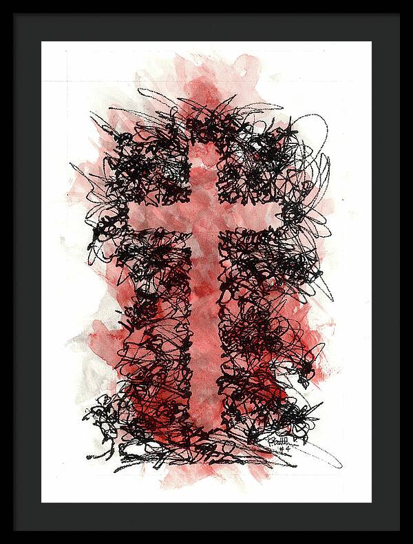 Chaos Order Cross 04 - Sorrowful Red - Framed Print