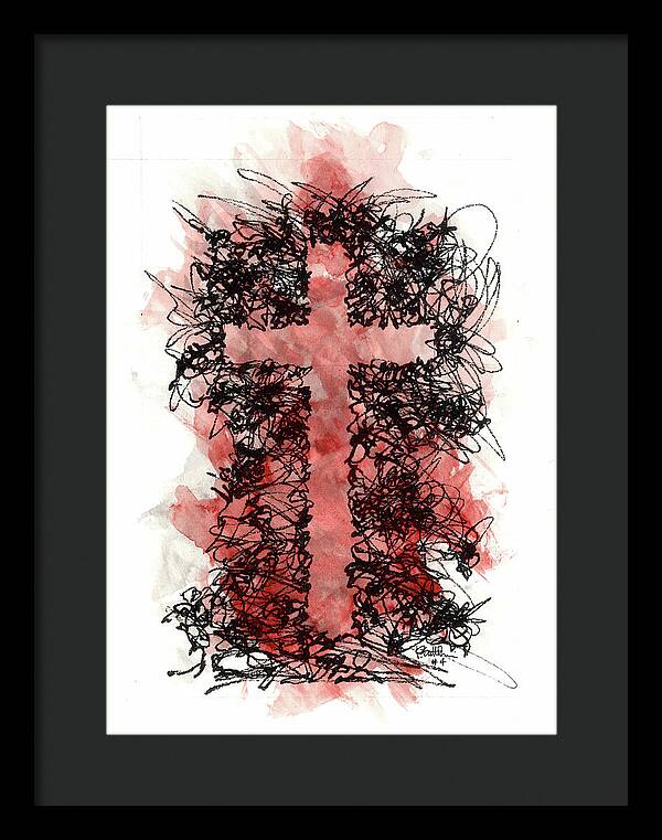 Chaos Order Cross 04 - Sorrowful Red - Framed Print